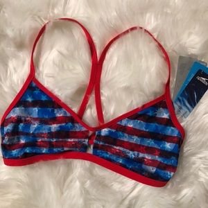 NWT Speedo Red White & Blue Bikini Top